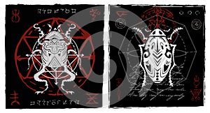 Design vector set with decorated bugs against mystic and gothic background