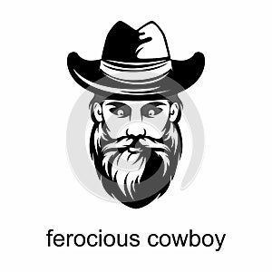 Design or vector shaped ferocious cowboy face and can be used as a symbol