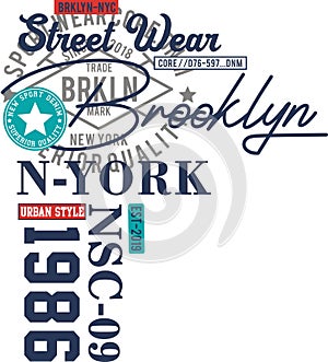 Design vector typography varsity brooklyn new york
