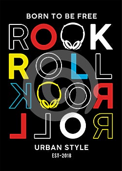 Design vector typography varsity collection rock and roll