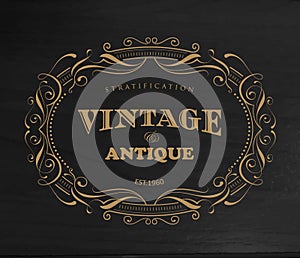 Design vintage frame antique label border vector