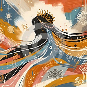 Design wallpaper vector painting princess florals colourful ai generator