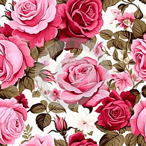 Design of watercolored seamless roses pattern