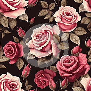 Design of watercolored seamless roses pattern