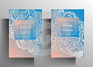 Design wedding invitation card set. Hand drawn graphic elements. vector