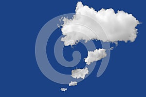 Design white thought bubble is cloud on the blue