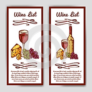 Design for wine list. Restaurant template for invitation, menu, banner or etc. Wine concept design. Vector illustration