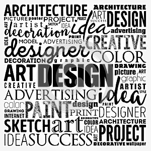 DESIGN word cloud collage, creative business concept background