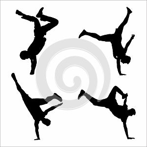 collection of silhouettes of people in a free style, on a white background