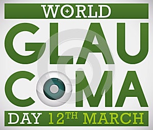 Design for World Glaucoma Day Promoting Awareness with Sick Eye, Vector Illustration