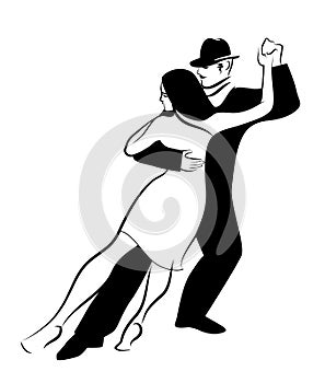 Design of young couple dancing tango