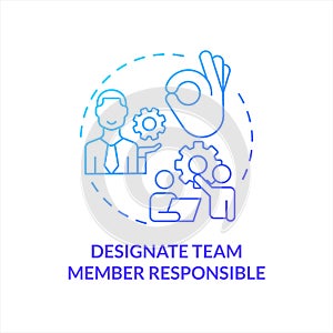 Designate team member responsible blue gradient concept icon