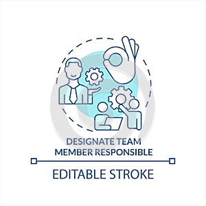 Designate team member responsible turquoise concept icon