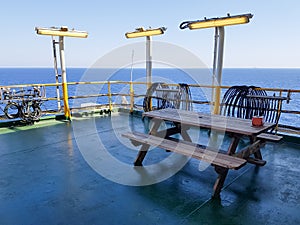 Designated smoking area on offshore rig