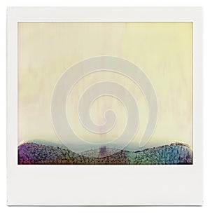 Designed blank instant film frame with abstract filling isolated on white