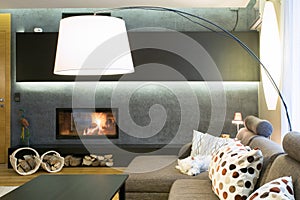 Designed lamp in living room photo