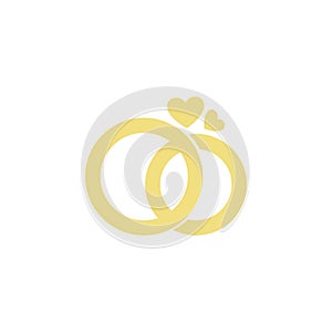 Designed vector isolated logo of wedding rings. Logo for jewellery store. Confessional greeting card for St. Valentines