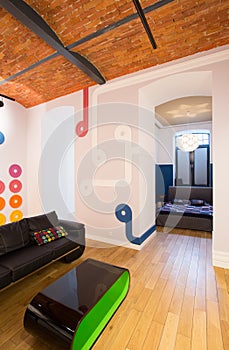 Designed wall inside apartment