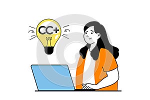 Designer agency concept with people scene in flat web design. Vector illustration