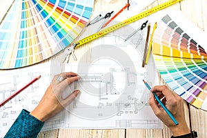 Designer architect decorator Workplace