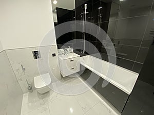 Designer bathroom in black white style