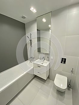 Designer bathroom in white style