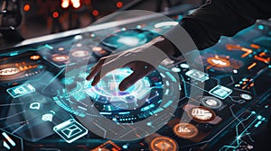 Designer collaborating with AI tool to generate