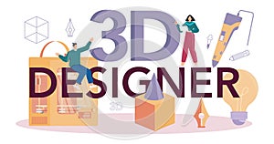 Designer 3D typographic header. Digital drawing with electronic tools
