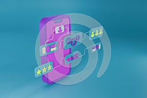 Designer data process development data prototype interface flow chart smartphone application, smartphone mockup creat user