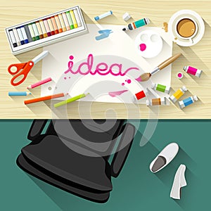 Designer desk artist, collections of flat design