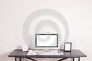 Designer desktop with screen