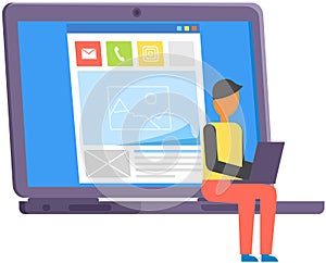 Designer, developer using profile web interface. Working with social media, browsing networks