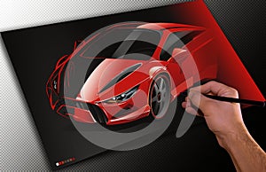 Designer drawing a car
