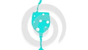 Designer glass of wine bright color illustration on isolated white background.