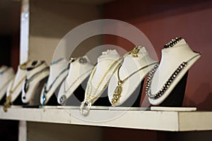 Designer Indian Necklaces for Sale in a Showroom