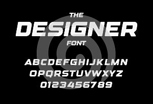 Designer letters and numbers set. Bold italic style alphabet. Font for events, promotions, logos, banner, monogram and