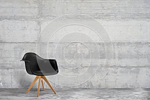 Designer, modern armchair in grey, loft style interior photo