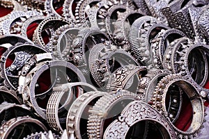 Designer oxidize bangles, Jerman Silver bangles, bangles made with metal, displayed in a shop