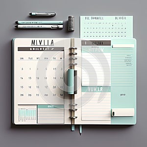 Designer place of work with tools and elements office supply. Generative Ai