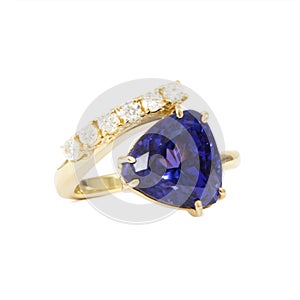 Designer Ring with Diamonds and Tanzanite