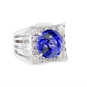 Designer Ring with Diamonds and Tanzanite