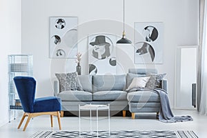 Designer`s living room with posters
