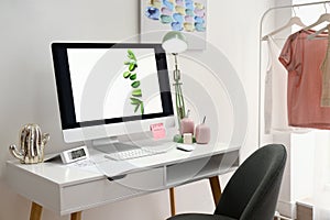 Designer`s workplace with modern computer