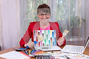 Designer showing colour palette