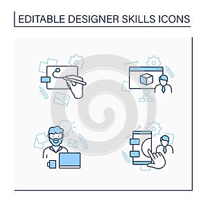 Designer skills line icons set