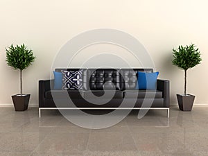 Designer sofa with plants