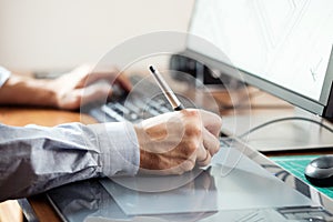 Designer using digital tablet