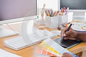 Designer using a graphics tablet