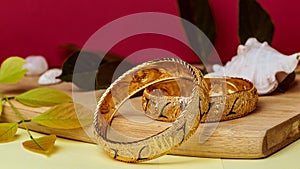 Designer Vintage Golden Bangles - Gold Plated Kada photo