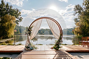 A designer wedding arch in nature.